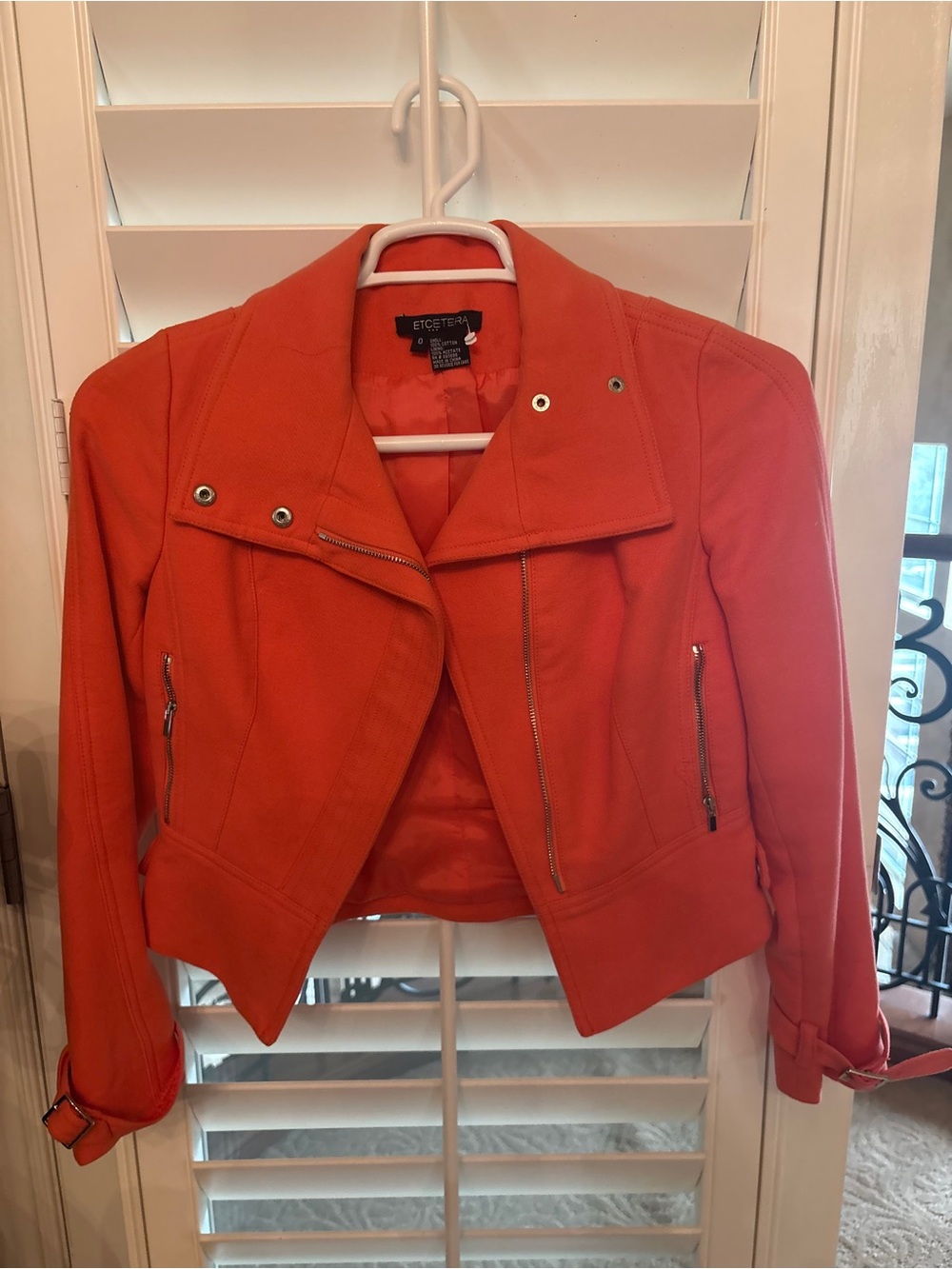 Etcetera Vibrant Orange Cropped Moto Jacket